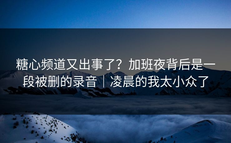 糖心频道又出事了？加班夜背后是一段被删的录音｜凌晨的我太小众了